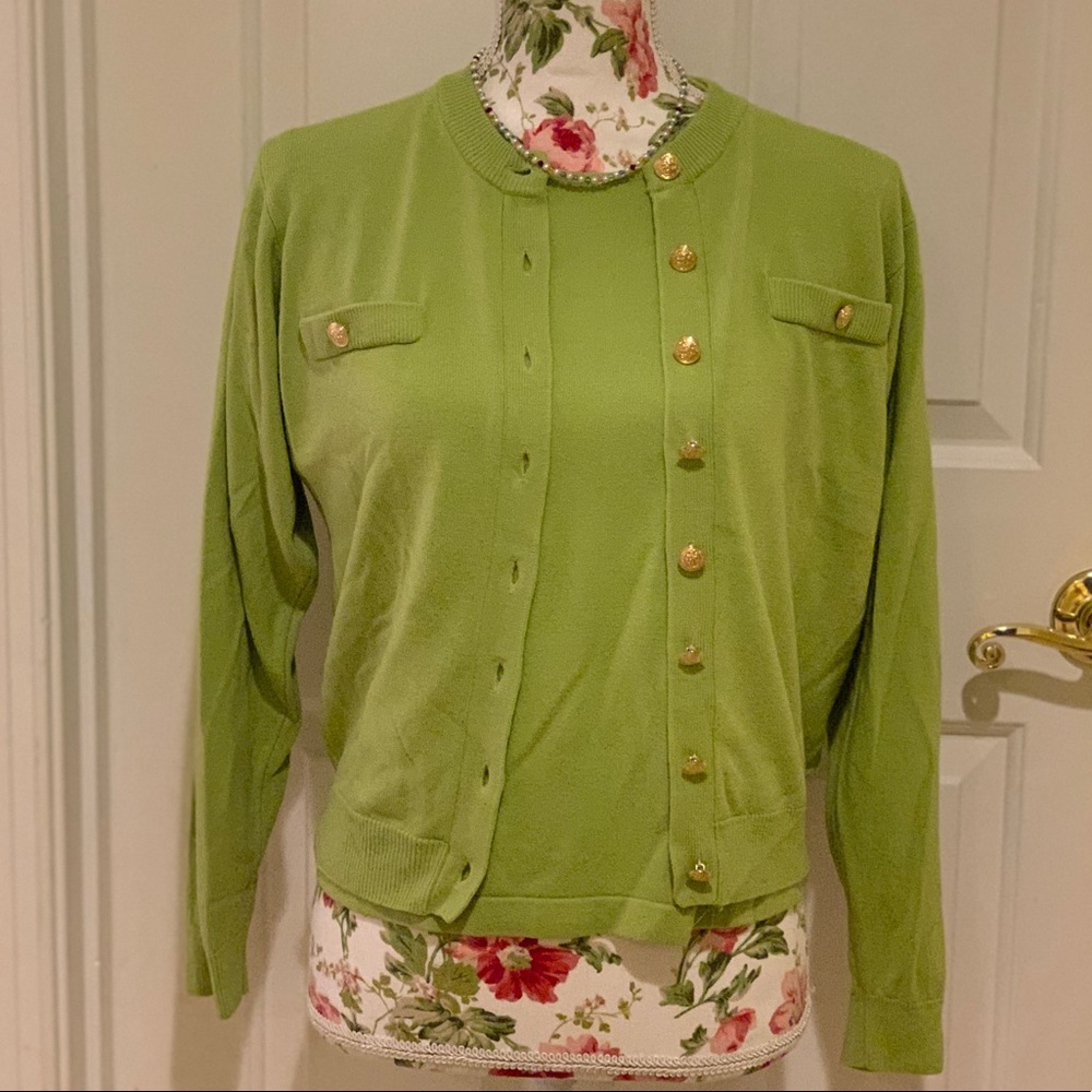 Kerri N Kelsey green sweater twin set size Small